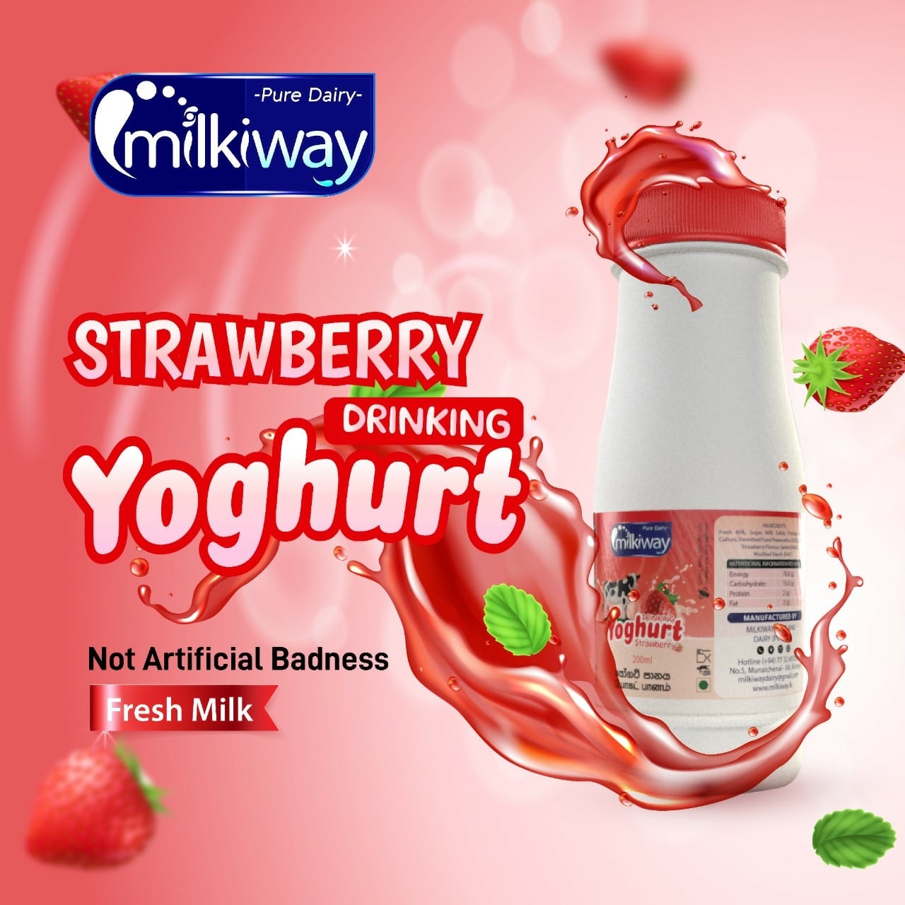 Milkiway Strawberry Drinking Yoghurt bottle
